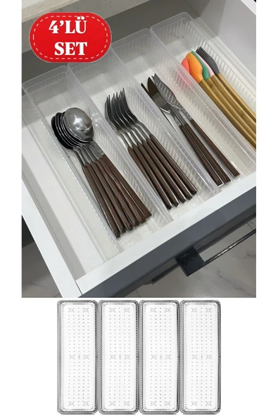4 Adet Bade L Çekmece İçi Bıçaklık & Kaşıklık Organizer ürün görseli 1