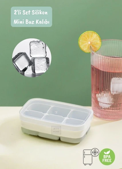 Mini Buz Kalıbı Silikon Buzluk 6 Bölmeli Kare Desenli Buz Küpü Yeşil BPA Free ürün görseli 1