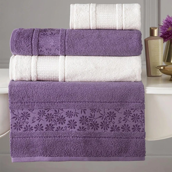 Özdilek Hamam Seti Blossom Mürdüm-Krem Best Set ürün görseli 1