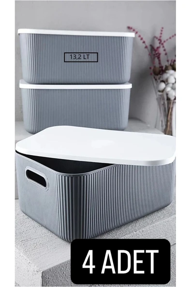 Storage 4 Adet 13 Lt Gri - Dolap İçi Düzenleyici Kıyafet Organizer - Hobi Oyuncak Kutusu ürün görseli 1