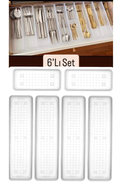 Bade 6 Parça 4 + 2 Çekmece Düzenleyici Kaşıklık Organizer - Çatal Kaşık Saklama Kutusu ürün görseli 1