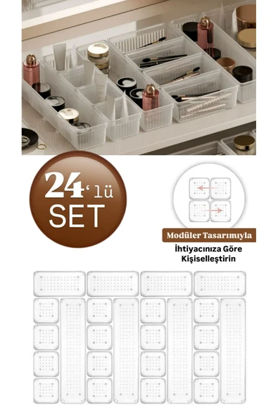 24'lü Çekmece Içi Aksesuar Takı Ve Makyaj Düzenleyici Organizer ürün görseli 1