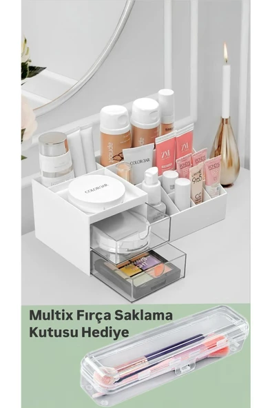 Multix Hediyeli Make-up 2 Çekmeceli Makyaj Düzenleyici Set-1 Adet Makeup Organizer+1 Adet Multix ürün görseli 1