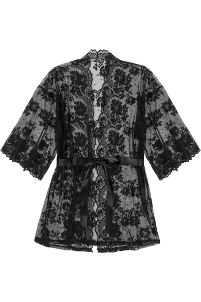 randevu Saten Kuşaklı Dantel Mini Kimono - Resim 5