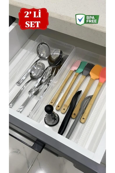 2 Adet Bade Xl Çekmece İçi Bıçaklık & Kaşıklık Organizer ürün görseli 1