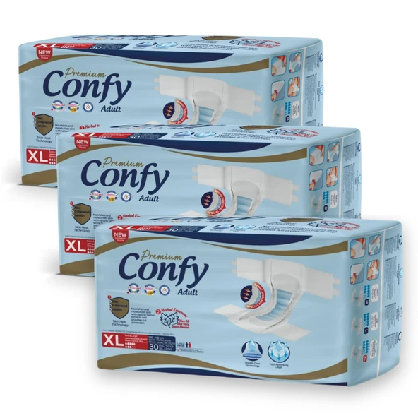 Confy Adult Yetişkin Bezi Extralarge 30 Adet x 3 Paket ürün görseli 1