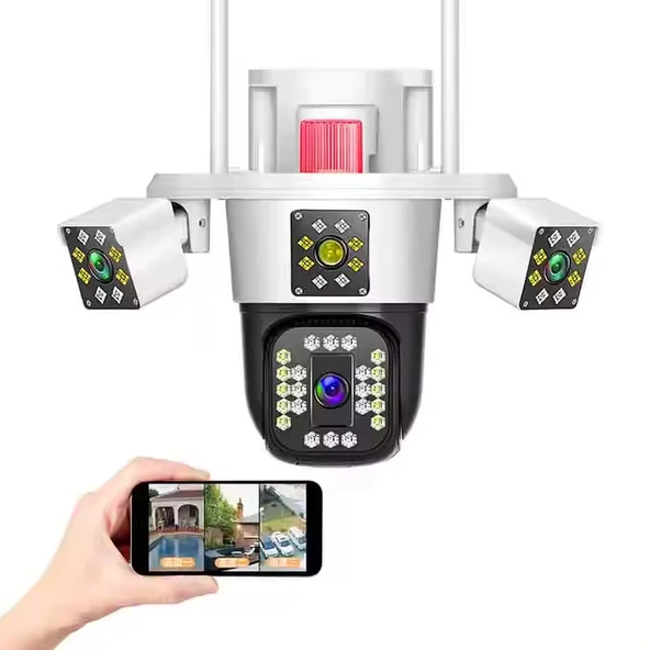 12MP 6K  10X Zoom 3 Lens WiFi Kablosuz Dış Mekan Güvenlik Koruması CCTV Video Gözetim ürün görseli 1