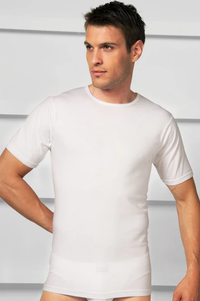 MGB2510 Erkek Pamuklu Kısa Kol Geniş Yaka Klasik Fanila T-Shirt (2510) ürün görseli 1
