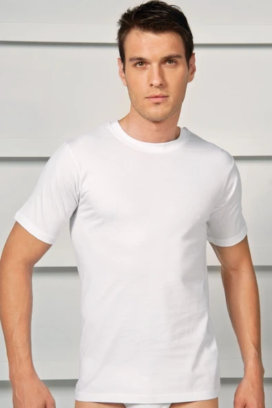 MGB2505 Erkek Pamuklu Kısa Kol Dar Yaka Klasik Fanila T-Shirt (2505) ürün görseli 1