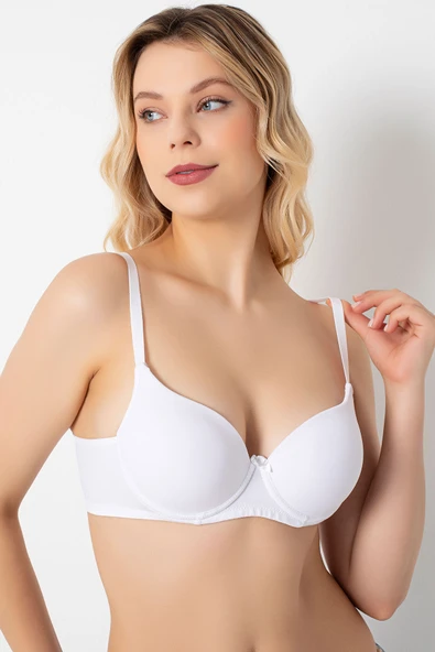 MAN3783 Dolgulu Sütyen Kadın Siyah Push up Balenli Süngerli Günlük Sporcu Kullanım Destekli Basic T-Shirt Sütyeni 3783 ürün görseli 1