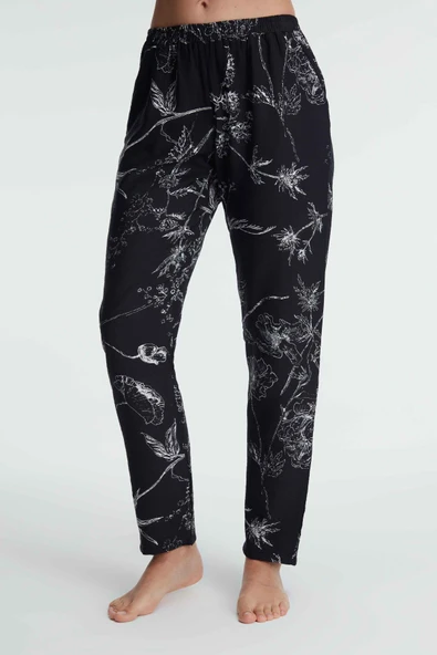 MAN9135 Anıl 9135 Günlük Ev Giyimi Kadın Viskon Çiçek Desenli Yazlık Örme Normal Bel Pijama Altı ürün görseli 1