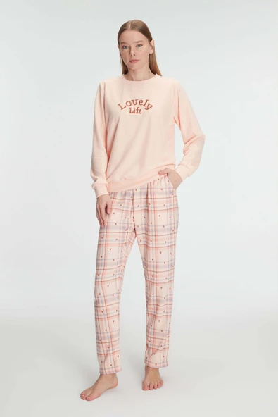 MAN11307 Anıl Kadın Pamuklu Kışlık Uzun Kollu Pijama Takımı Yumuşak Dokulu Ev Giyimi 11307 ürün görseli 1