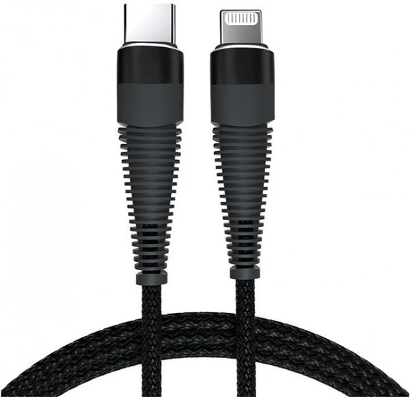 PDAteknoloji Apple iPhone Lightning 5A 100 W Örgülü Hızlı Şarj ve Data Kablosu 1 Metre Siyah SZC-01 ürün görseli 1