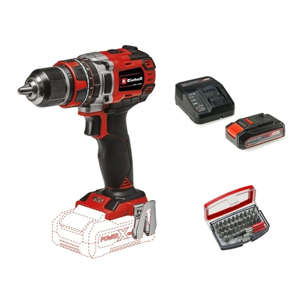 Einhell Tp-Cd 18/50 Li-I Bl Solo Akülü Vidalama Seti + 1 x 2.5 Ah Starter Kit + Kwb 32 Parça Bits Uç ürün görseli 1