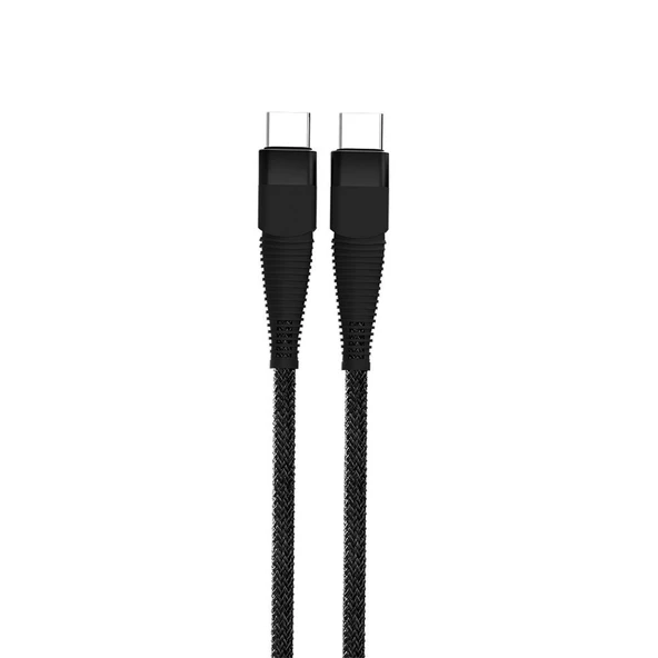PDAteknoloji Type-C To Type-C PD 5A 100W Örgülü Hızlı Şarj ve Data Kablosu 1 Metre Siyah SZC-10 ürün görseli 1