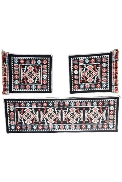 EFE Oto Koltuk Kilim Seti  Ön Ve Arka Koltuk Üstü 3 Parça Takımı Siyah Renk ürün görseli 1