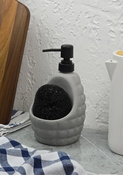 Taş Desenli Sıvı Sabunluk - Sünger Hazneli Mutfak Sabunluğu - 700 ML -  Baklava Desen ürün görseli 1