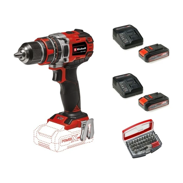 Einhell Tp-Cd 18/50 Li-I Bl Solo Akülü Vidalama Seti + 2 x 2.5 Ah Starter Kit + Kwb 32 Parça Bits Uç ürün görseli 1
