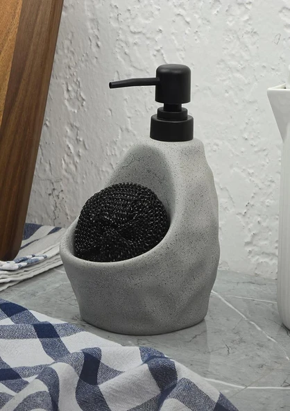 Taş Desenli Sıvı Sabunluk - Sünger Hazneli Mutfak Sabunluğu - 700 ML -  Çakıl Desen ürün görseli 1