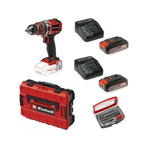 Einhell Tp-Cd 18/50 Li-I Bl Solo Akülü Vidalama Seti + 2 x 2.5 Ah Starter Kit (Bits Uç ve Çanta Dahil) ürün görseli 1
