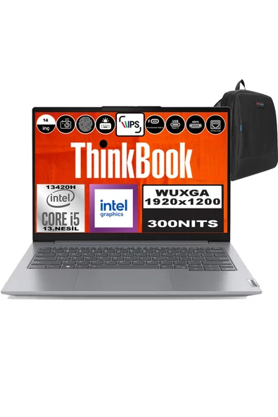 Thinkbook 14 G6 Irl I5 13420H 16GB 1tb SSD 14" Wuxga 300NITS IPS FDOS 21KG00UCTRF02 + Zetta Çanta ürün görseli 1