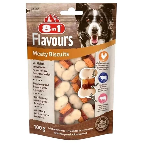 8in1 Flavours Meaty Biscuits Köpek Ödülü 85 Gr ürün görseli 1