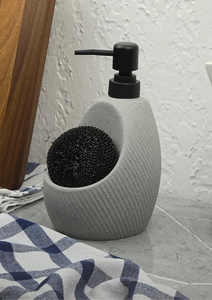 Taş Desenli Sıvı Sabunluk - Sünger Hazneli Mutfak Sabunluğu - 700 ML -  Çizgi Desen ürün görseli 1
