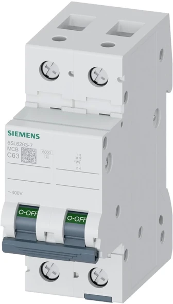 SIEMENS 2x63 A OTOMATİK SİGIRTA C TİP YAVAŞ KARAKTERLİ ürün görseli 1