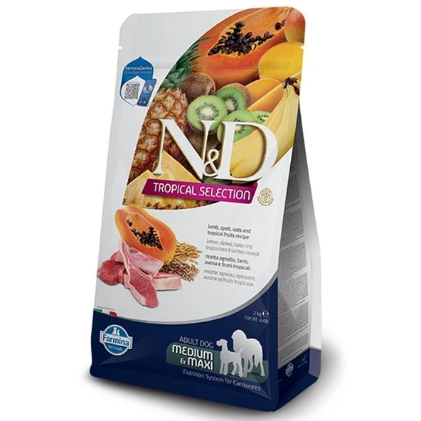 ND Tropical Selection Kuzu Etli Tropikal Meyveli Yetişkin Köpek Maması 10kg ürün görseli 1