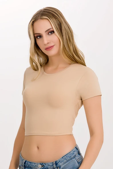 Kadın Likralı Kollu Crop - Resim 3