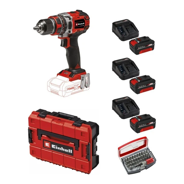 Einhell Tp-Cd 18/50 Li-I Bl Solo Akülü Vidalama Seti + 3 x 4 Ah Starter Kit (Bits Uç ve Çanta Dahil) ürün görseli 1