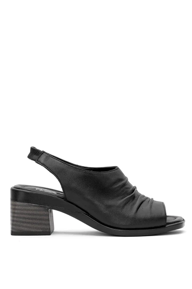 Venüs 2311513 Kadın Hakiki Deri Büzgülü Kalın Topuk Comfort Sandalet ürün görseli 1