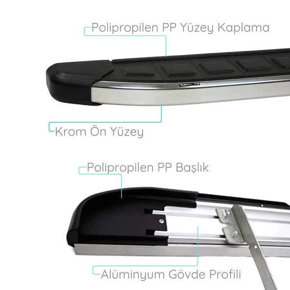 Ehiltek Citroen Jumpy Yan Basamak Seti - Krom, Kısa Şase, Proside | (2017+) - Resim 3