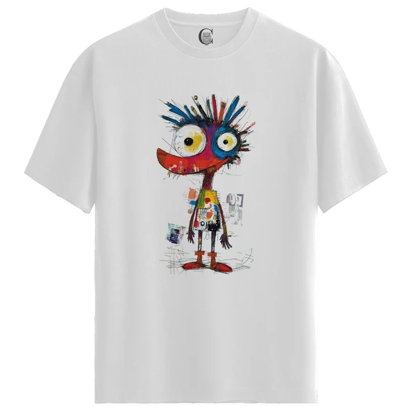 Crazy Art - %100 Pamuklu Erkek Beyaz Tişört - Premium Quality ürün görseli 1