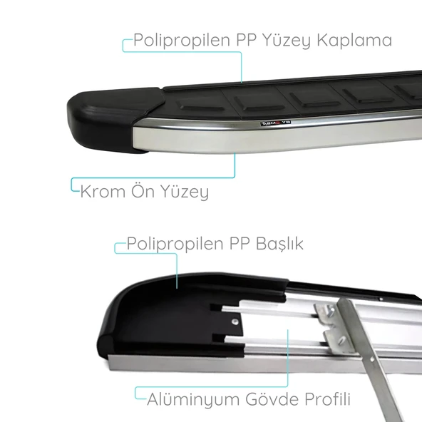 Ehiltek Chery Tiggo 8 Pro Yan Basamak Seti - Krom, Proside | (2023+) - Resim 3