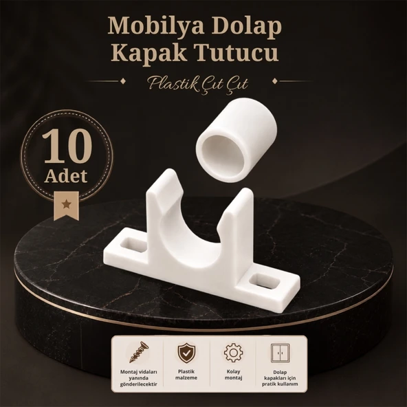 10 ADET Mobilya Dolap Kapak Tutucu Plastik Çıt Çıt Beyaz Çıtçıt ürün görseli 1
