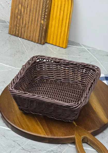 Ekmek Sepeti - Hasır Görünümlü Kare Ekmek Sepeti - Küçük Boy, 19 CM ürün görseli 1