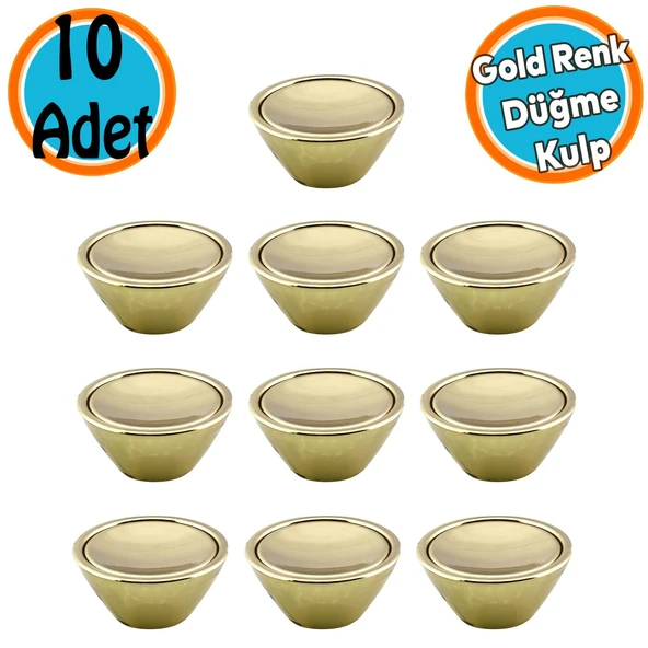 Mobilya Mutfak Dolap Dolabı Çekmece Kulpu Kulbu Plastik Altın Tek Vidalı Kulp Düğme Gold 10 Adet ürün görseli 1