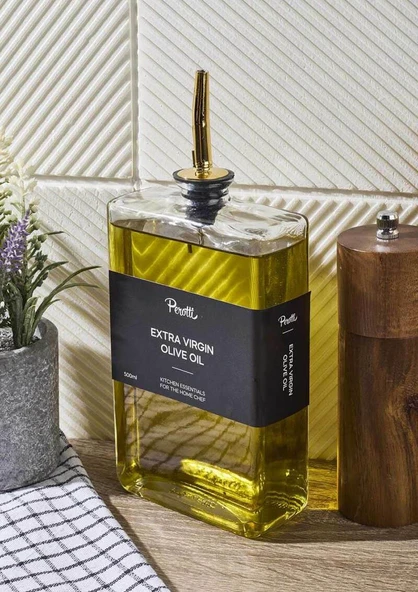 Cam Yağdanlık - Sosluk, Sirkelik - Gold Başlık - 500 ML ürün görseli 1