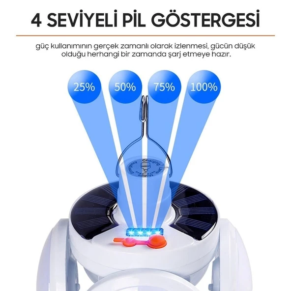 Solar Panelli Şarjlı Katlanabilir Acil Durum Kamp Lambası - Resim 4