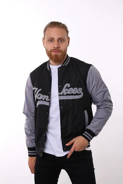 Siyah Yankees Baskılı Ceket F01000 ürün görseli 1