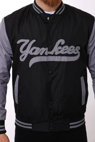 Siyah Yankees Baskılı Ceket F01000 - Resim 5