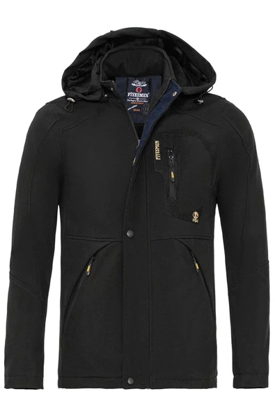 Kürklü Siyah Softshell Su ve Rüzgar Geçirmez Mont ürün görseli 1