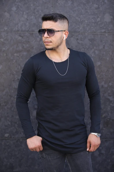 Yeni Sezon Erkek Uzun Kollu Siyah T-shirt ürün görseli 1