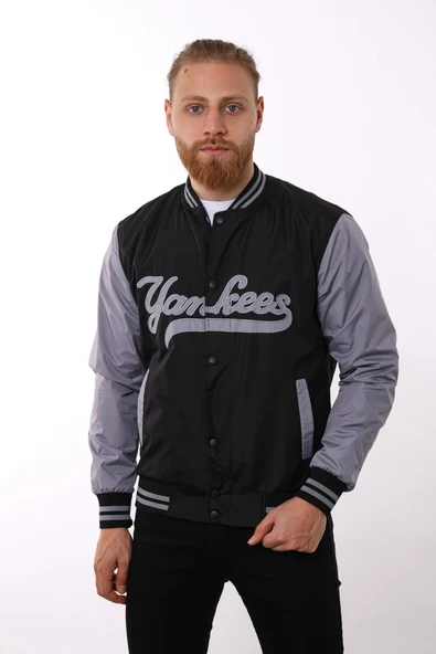 Siyah Yankees Baskılı Ceket F01000 - Resim 3