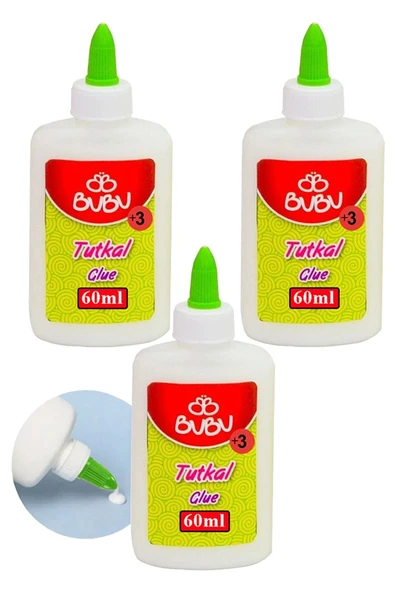 Beyaz Tutkal 60 ml 3 Adet Bubu Beyaz Mobilya Tutkalı 75 gr Ahşap Tutkalı Su Bazlı Çok Amaçlı Beyaz Tutkal ürün görseli 1