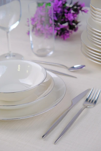 Tabak Evi Chic Platin Porselen Yemek Takımı 24 Parça 6 Kişilik ürün görseli 1