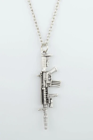 M4 Silah - Pubg Gümüş Kaplama Düz Zincir Kolye ürün görseli 1