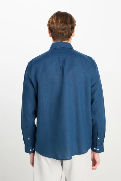 Regular Fit Gömlek Navy Navy XL - Resim 5