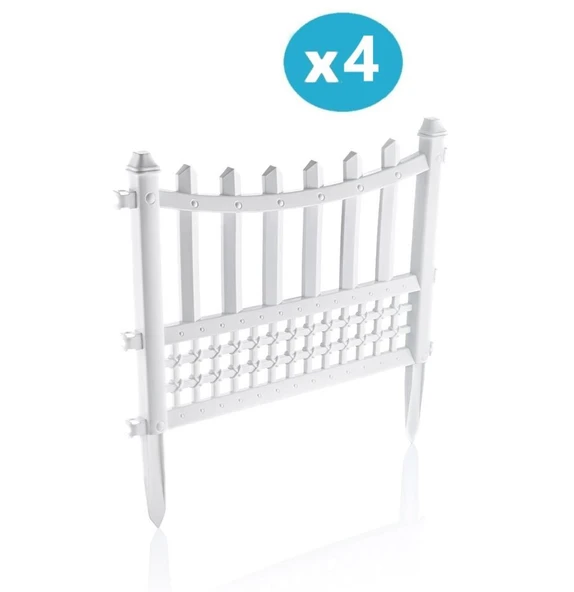 Omnipazar SY-5998 Elite Plastik Dekoratif Bahçe Çiti 4'lü Set 60x55 cm Beyaz ürün görseli 1